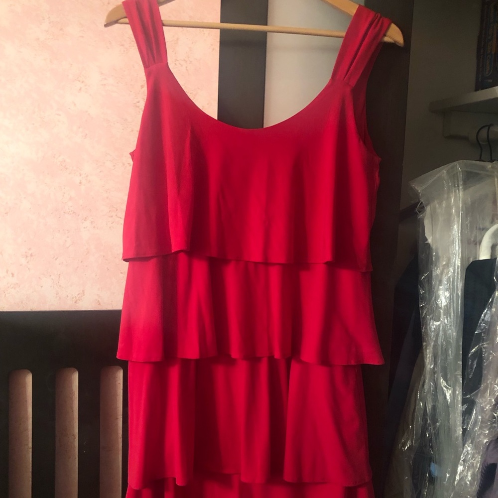 Hot pink ruffle knee length dress